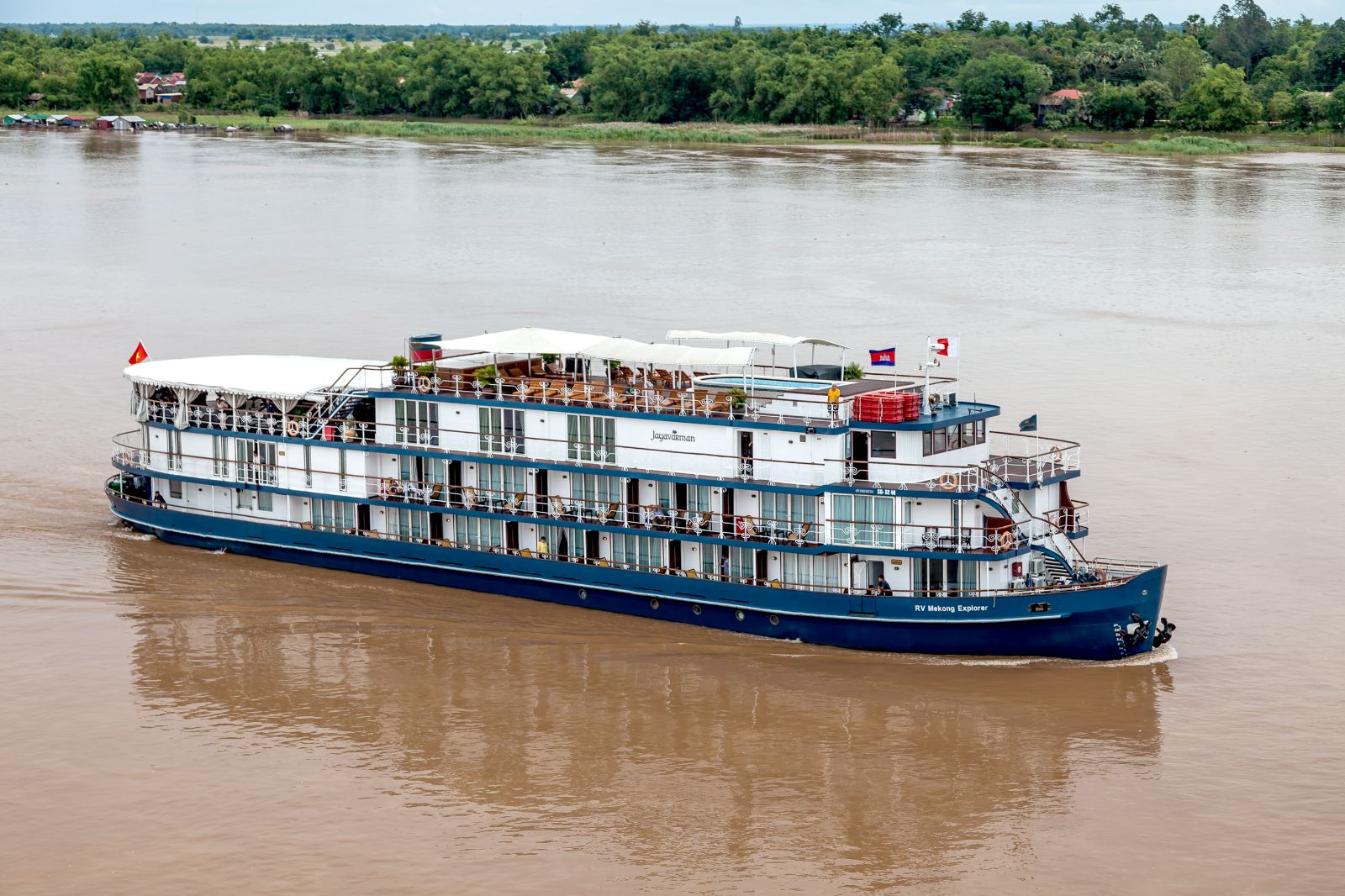 Exterior view of the Jayavarman Mekong River cruise in Vietnam
