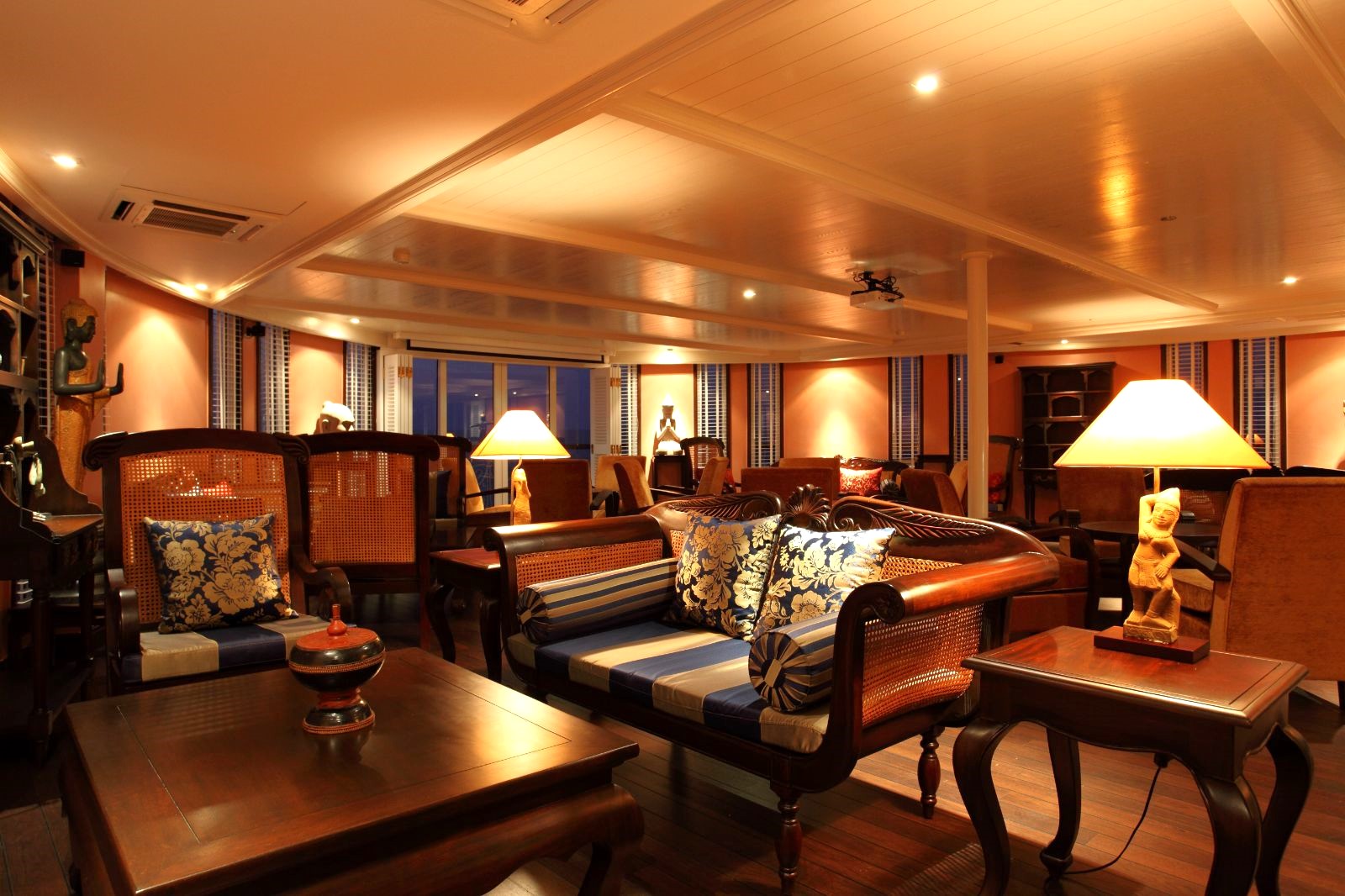 Lobby onboard the Jayavarman Mekong River cruise in Vietnam