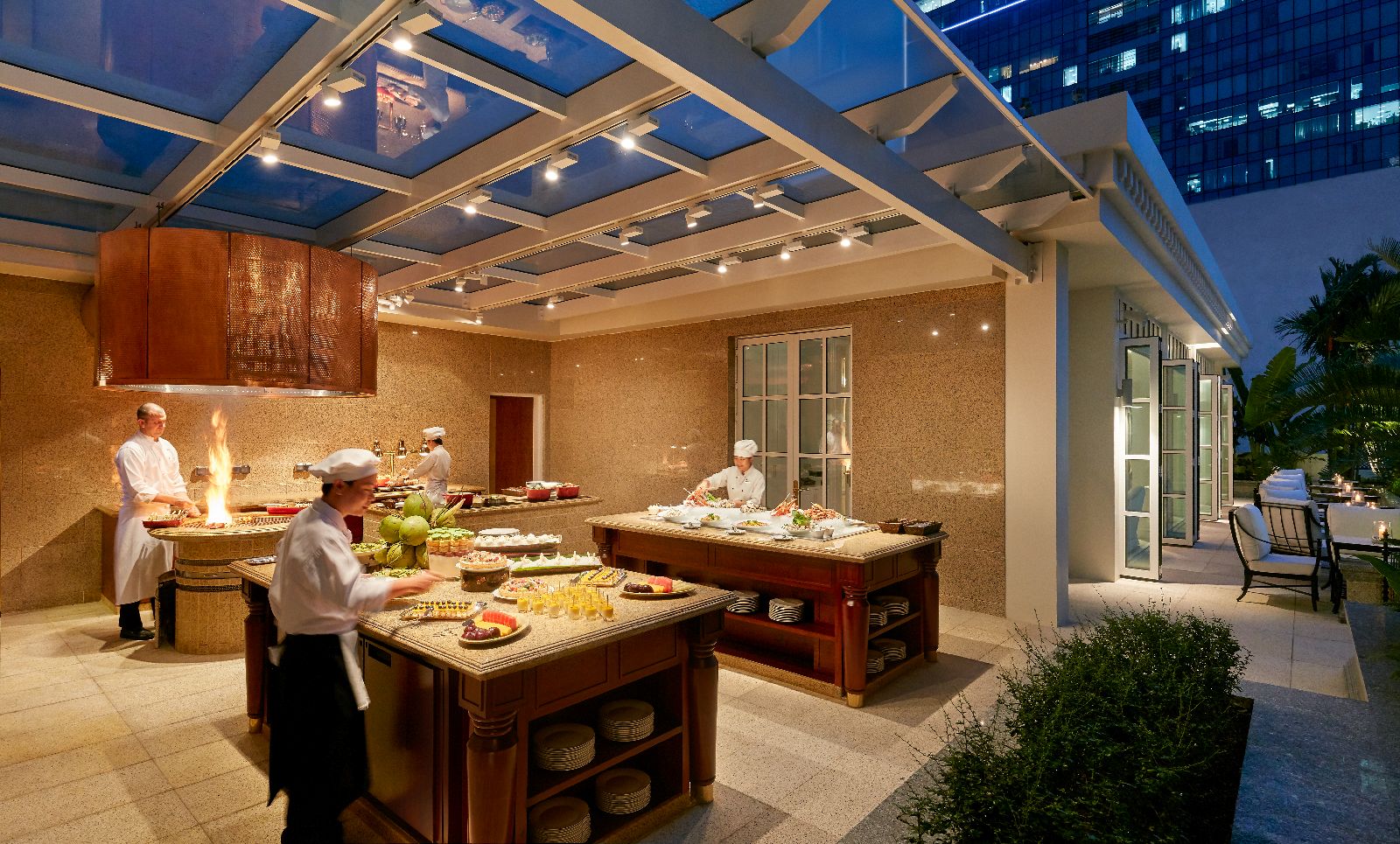 Outdoor cooking stations at the Park Hyatt Saigon in Vietnam