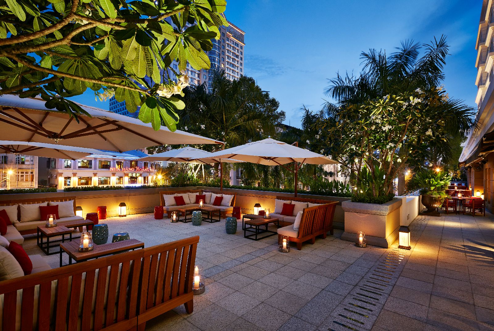 Outdoor terrace at the Park Hyatt Saigon in Vietnam
