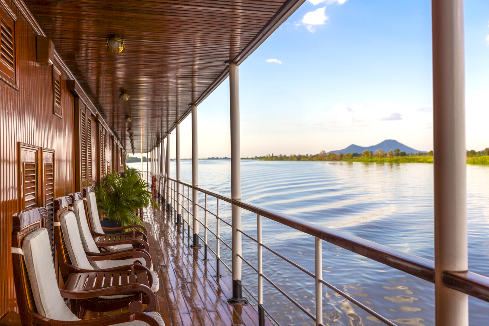 Balcony onboard the RV Mekong Pandaw river cruise in Vietnam