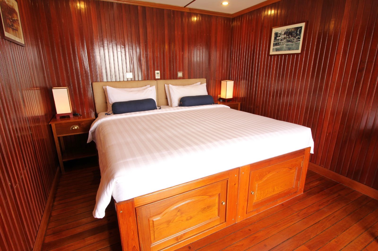 Double cabin onboard the RV Mekong Pandaw river cruise in Vietnam