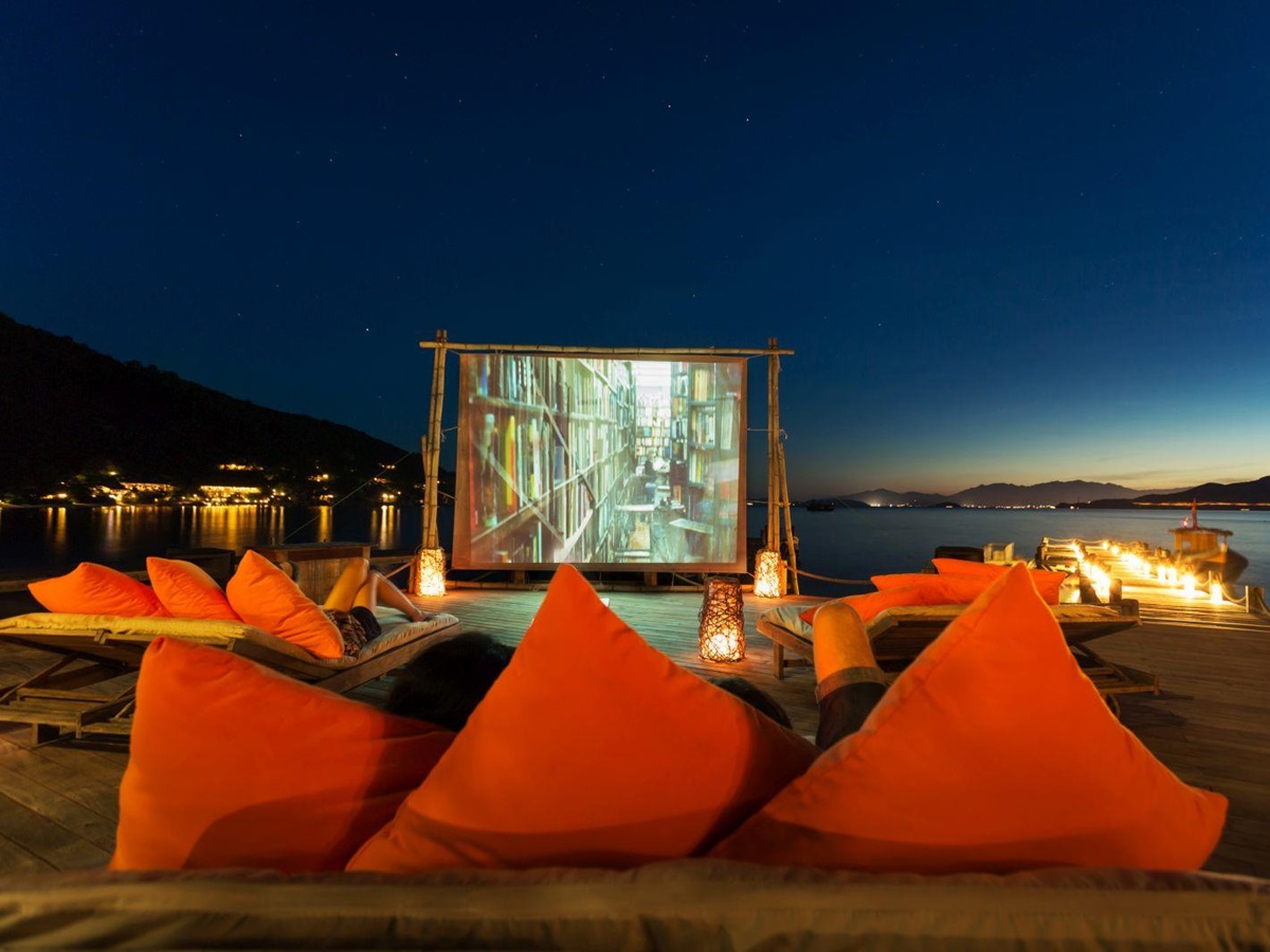 Open air beach cinema at Six Senses Ninh Van Bay Vietnam