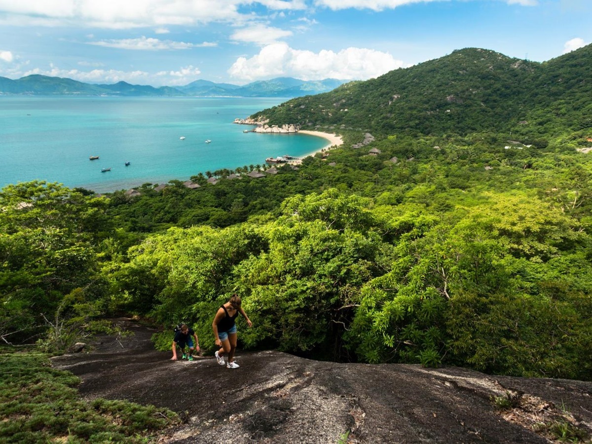 Hiking trail with beach view at Six Senses Ninh Van Bay Vietnam