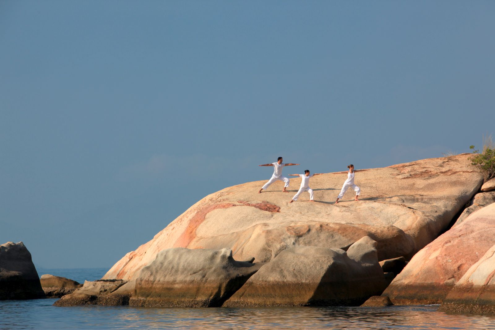 Yoga on the beach at Six Senses Ninh Van Bay Vietnam
