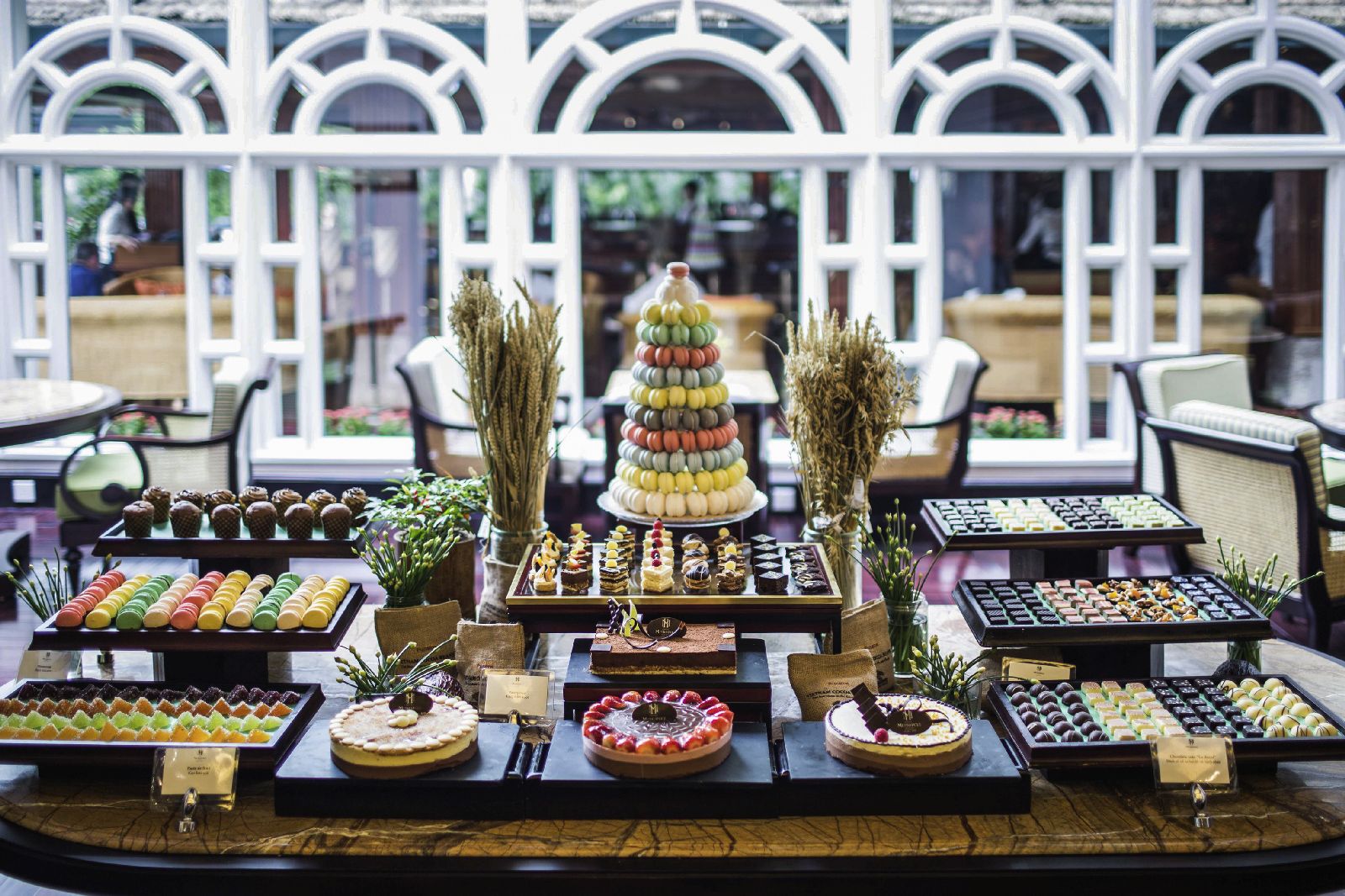 Colourful desserts and patisserie at the Sofitel Legend Metropole Hanoi Vietnam