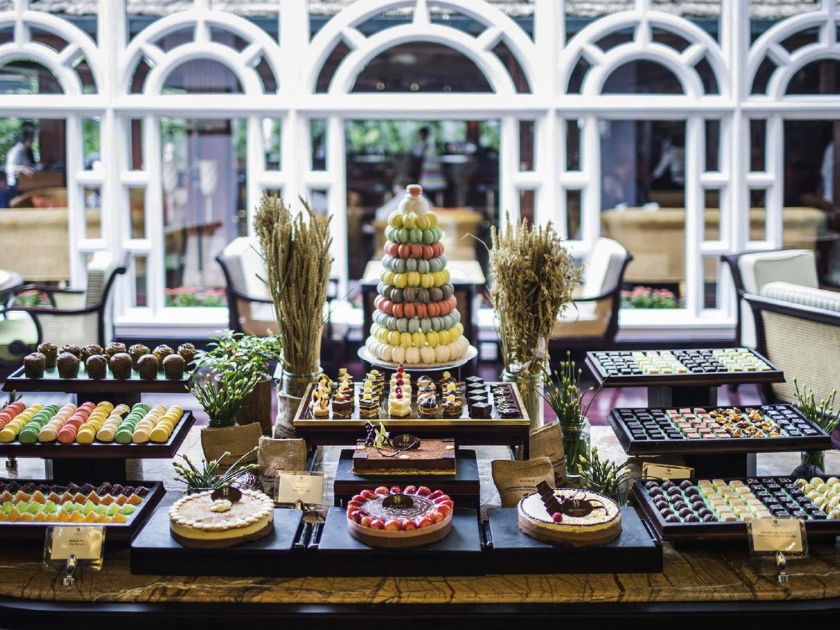 Colourful desserts and patisserie at the Sofitel Legend Metropole Hanoi Vietnam