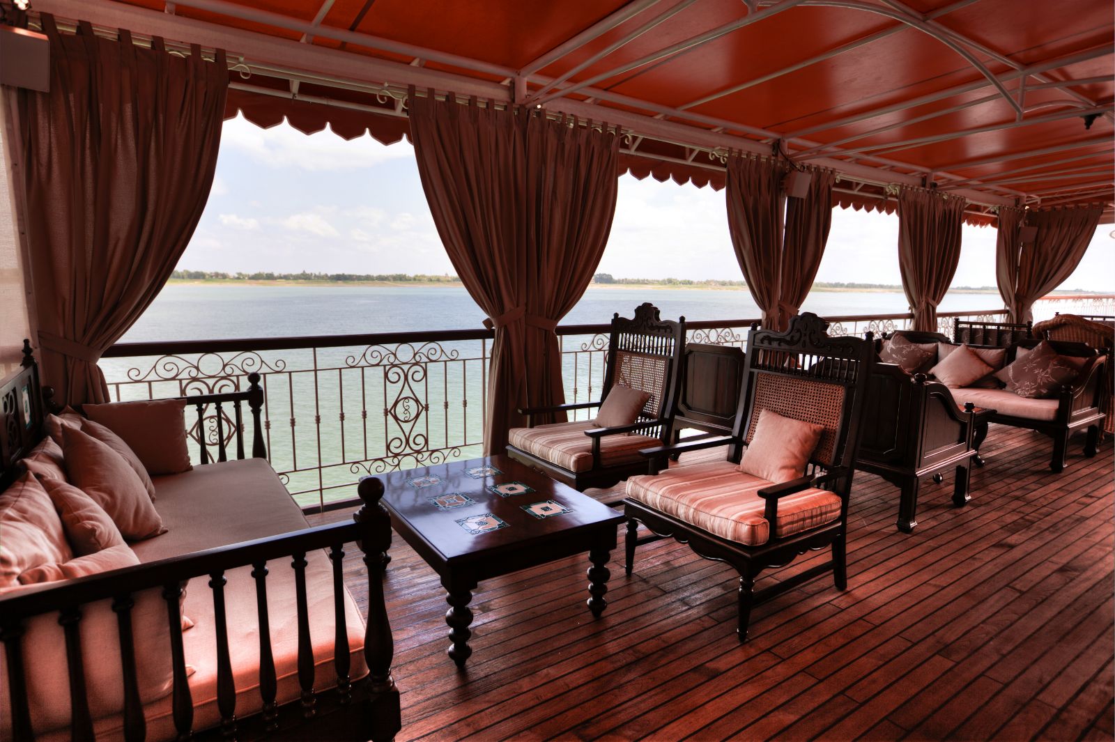 Bar and lounge onboard The Jahan Mekong River cruise in Vietnam