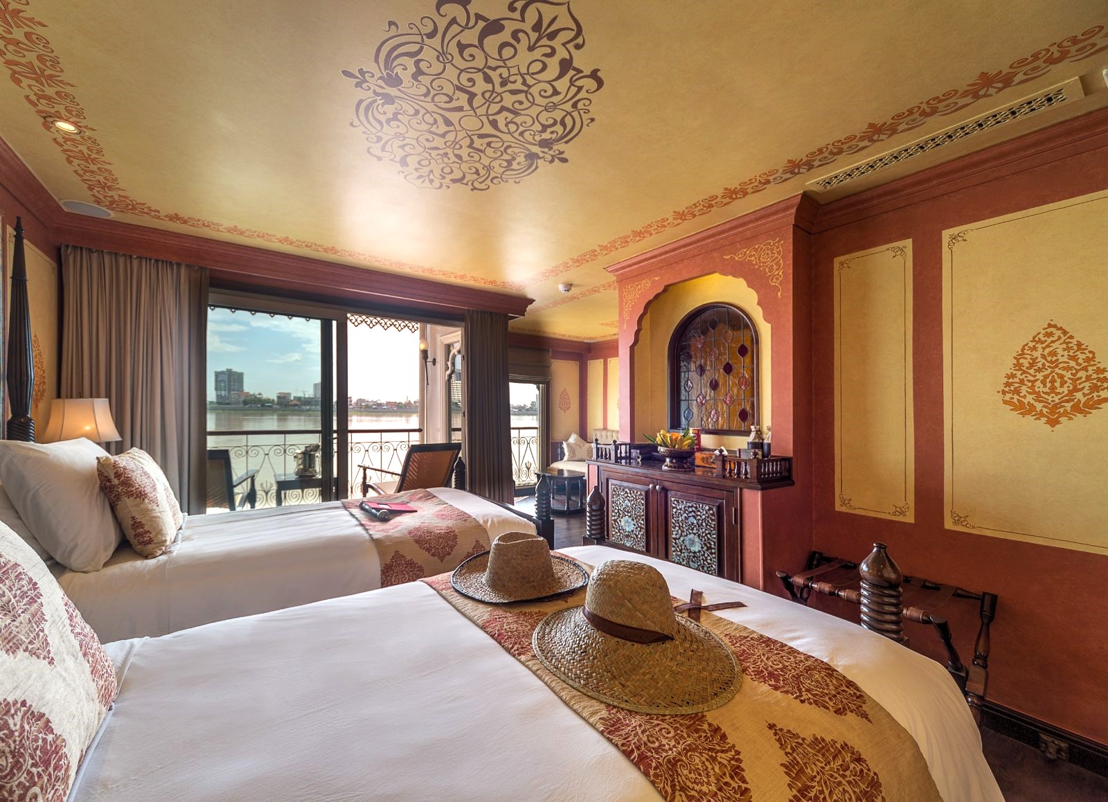 Deluxe twin stateroom onboard The Jahan Mekong River cruise in Vietnam