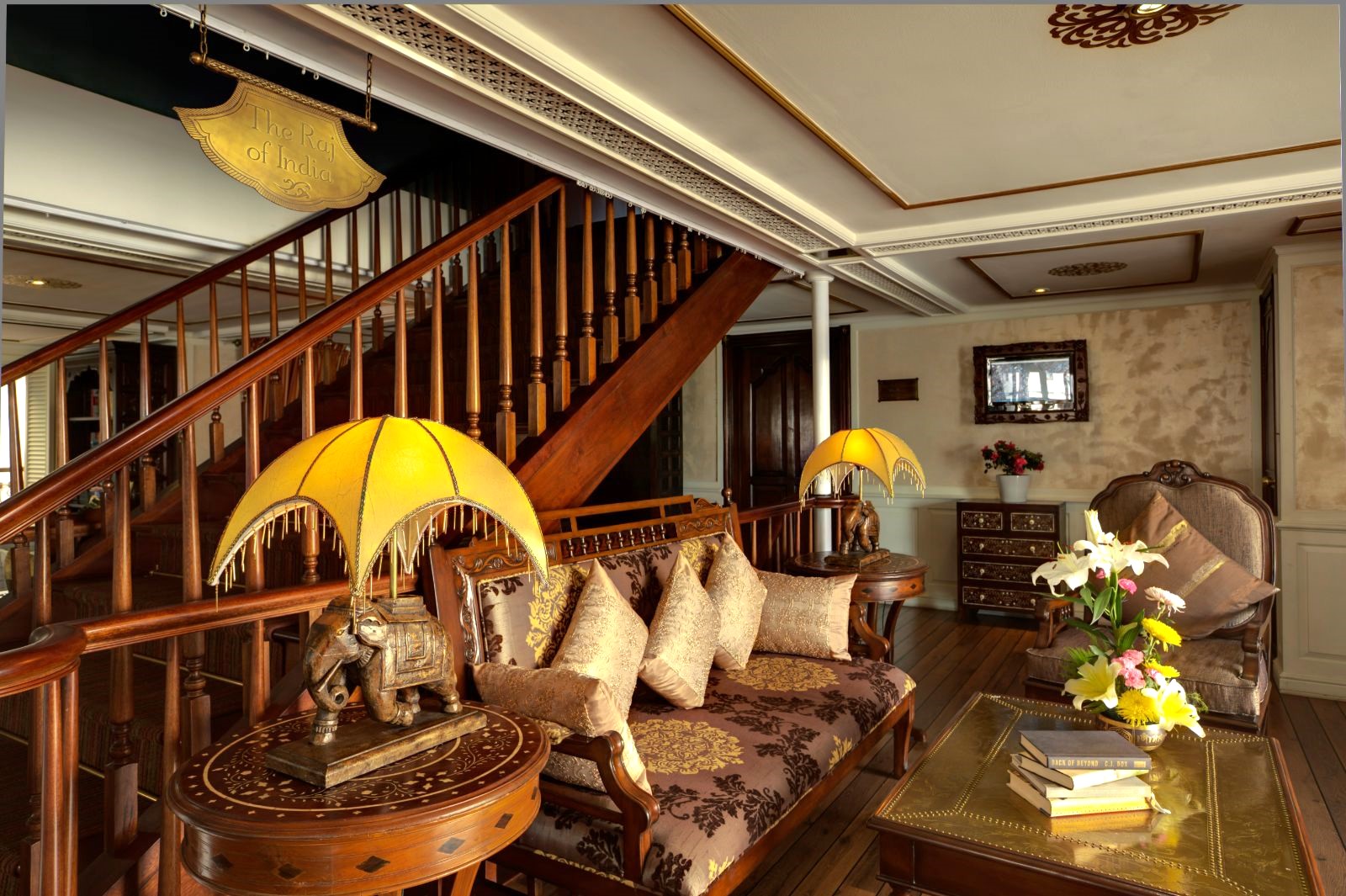 Lobby onboard The Jahan Mekong River cruise in Vietnam