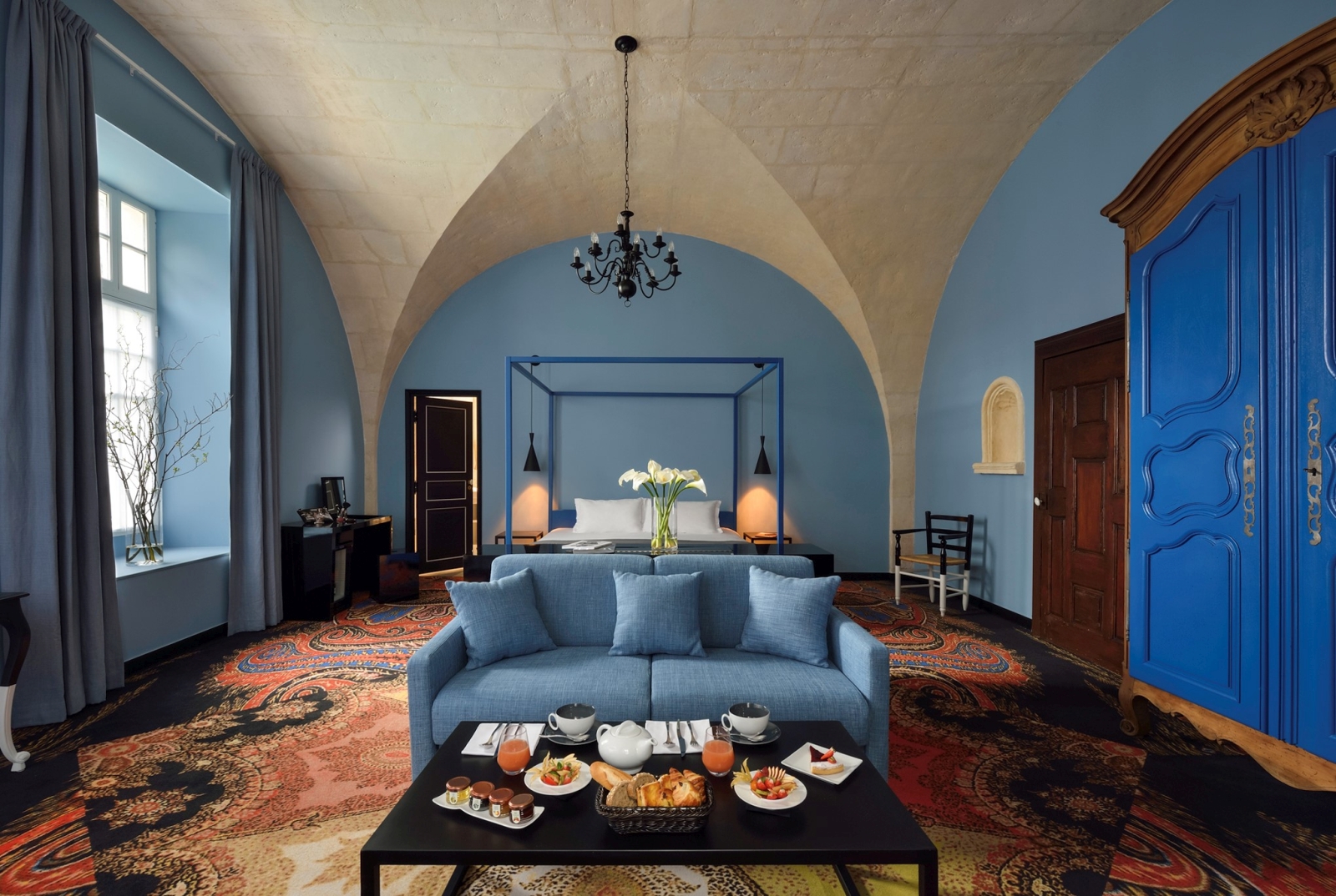 Blue bedroom at Legacy Yen Tu