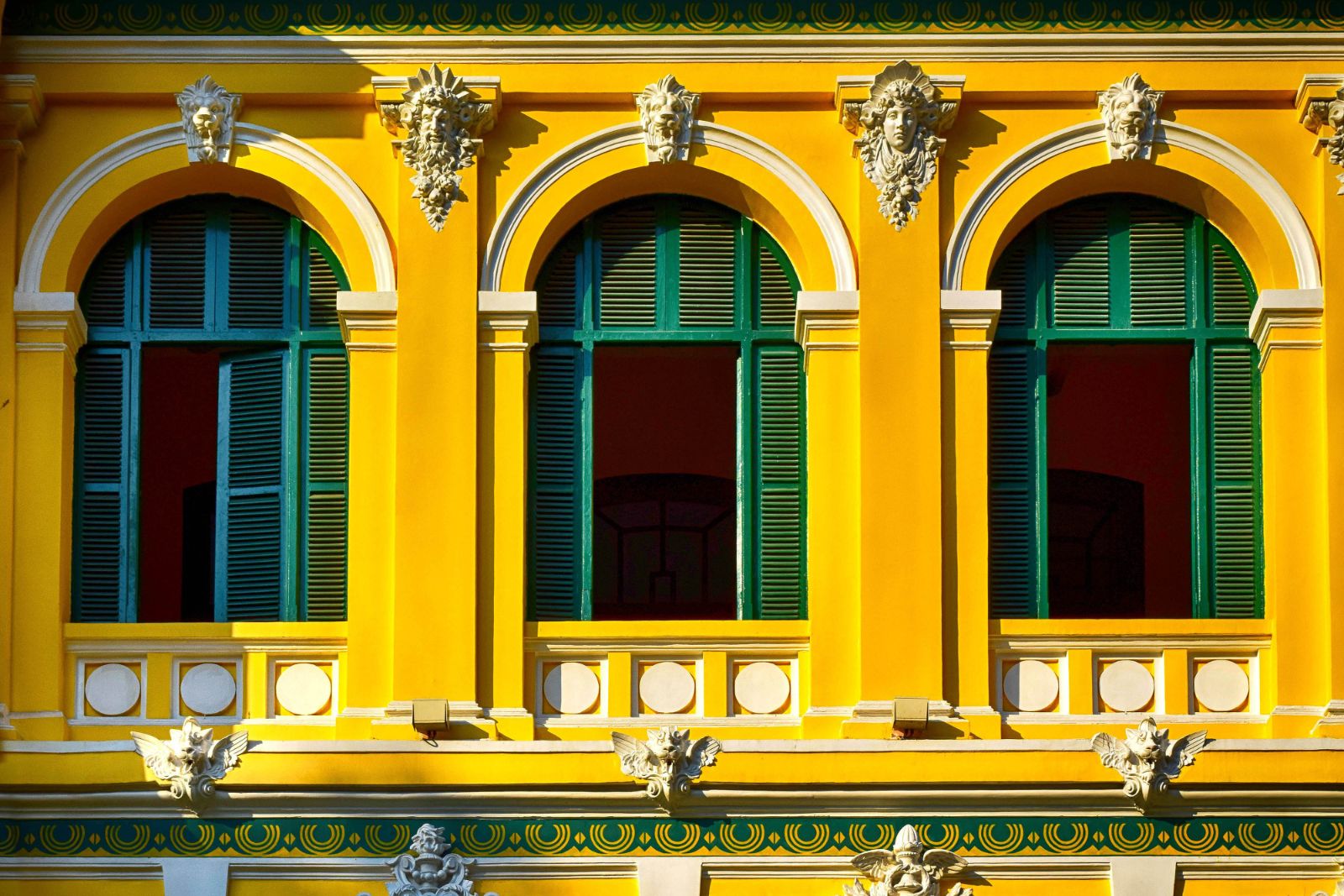 Exterior windows of Saigon Central Post Office in Vietnam