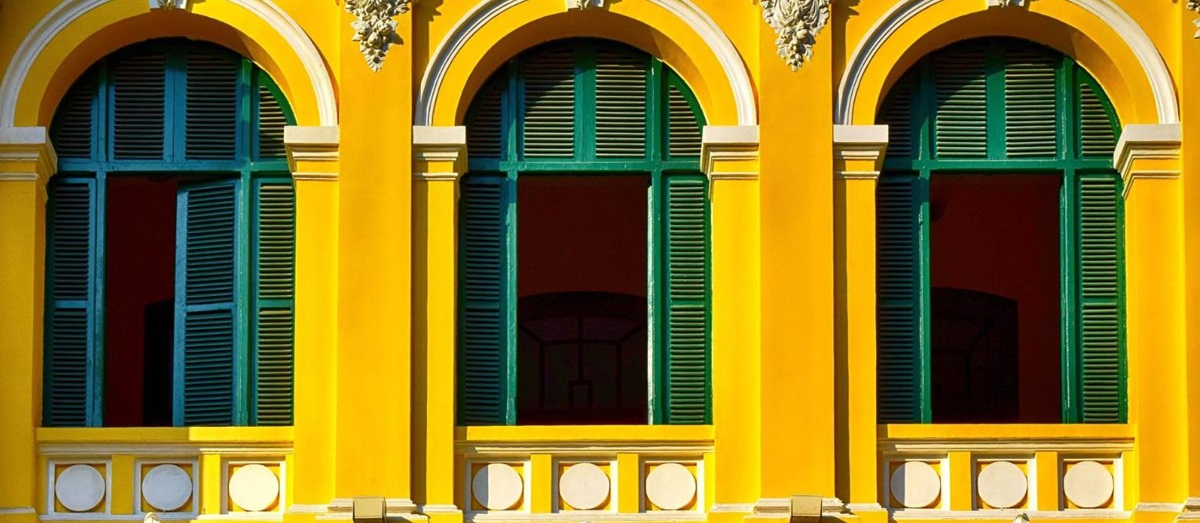 Exterior windows of Saigon Central Post Office in Vietnam