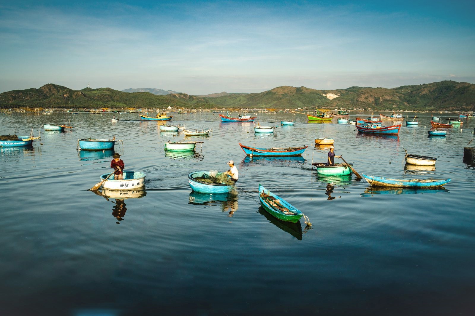 Boats on the water of Hoi An in Vietnam
