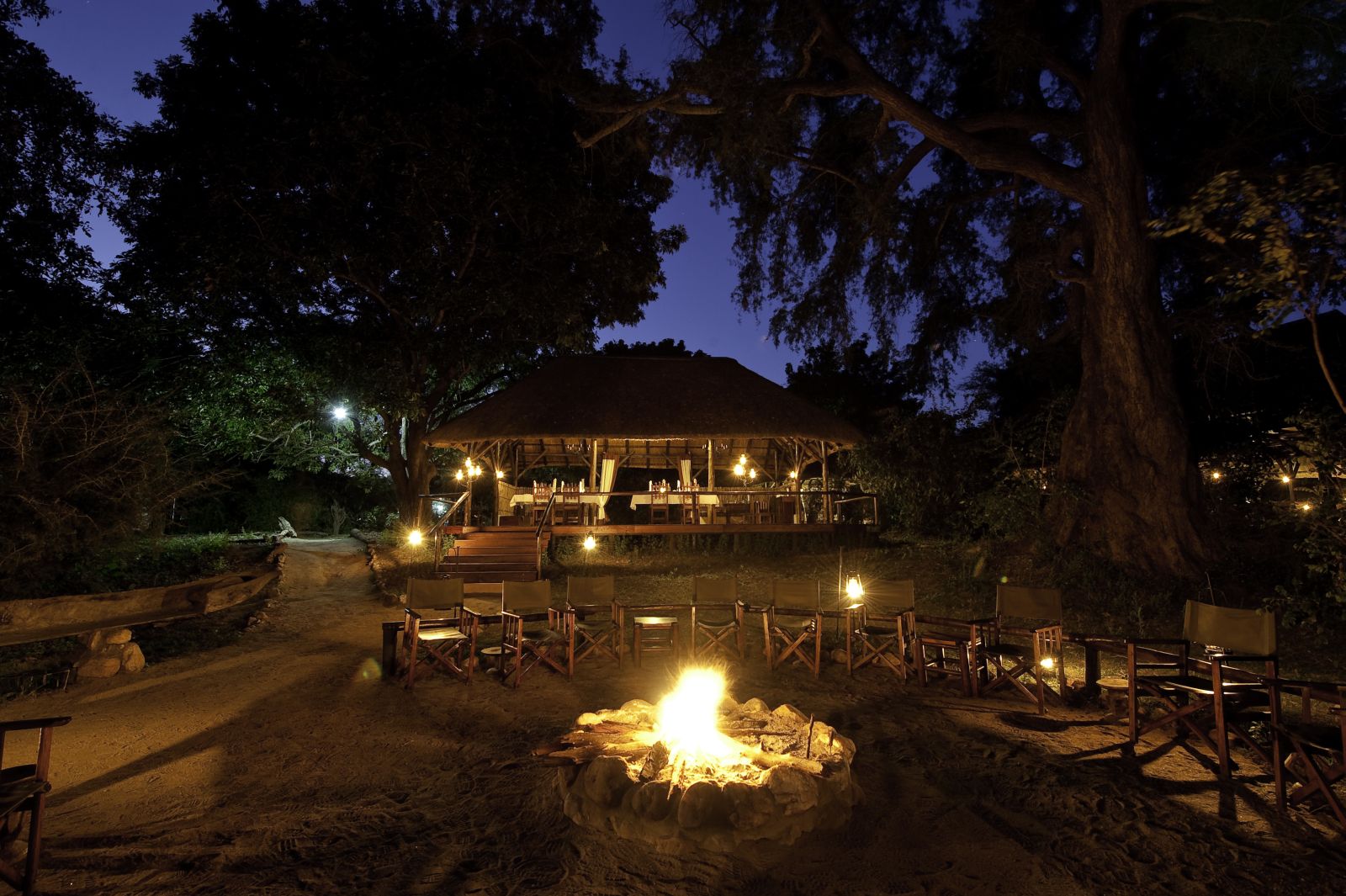 Campfire at Chiawa Camp in Zambia 