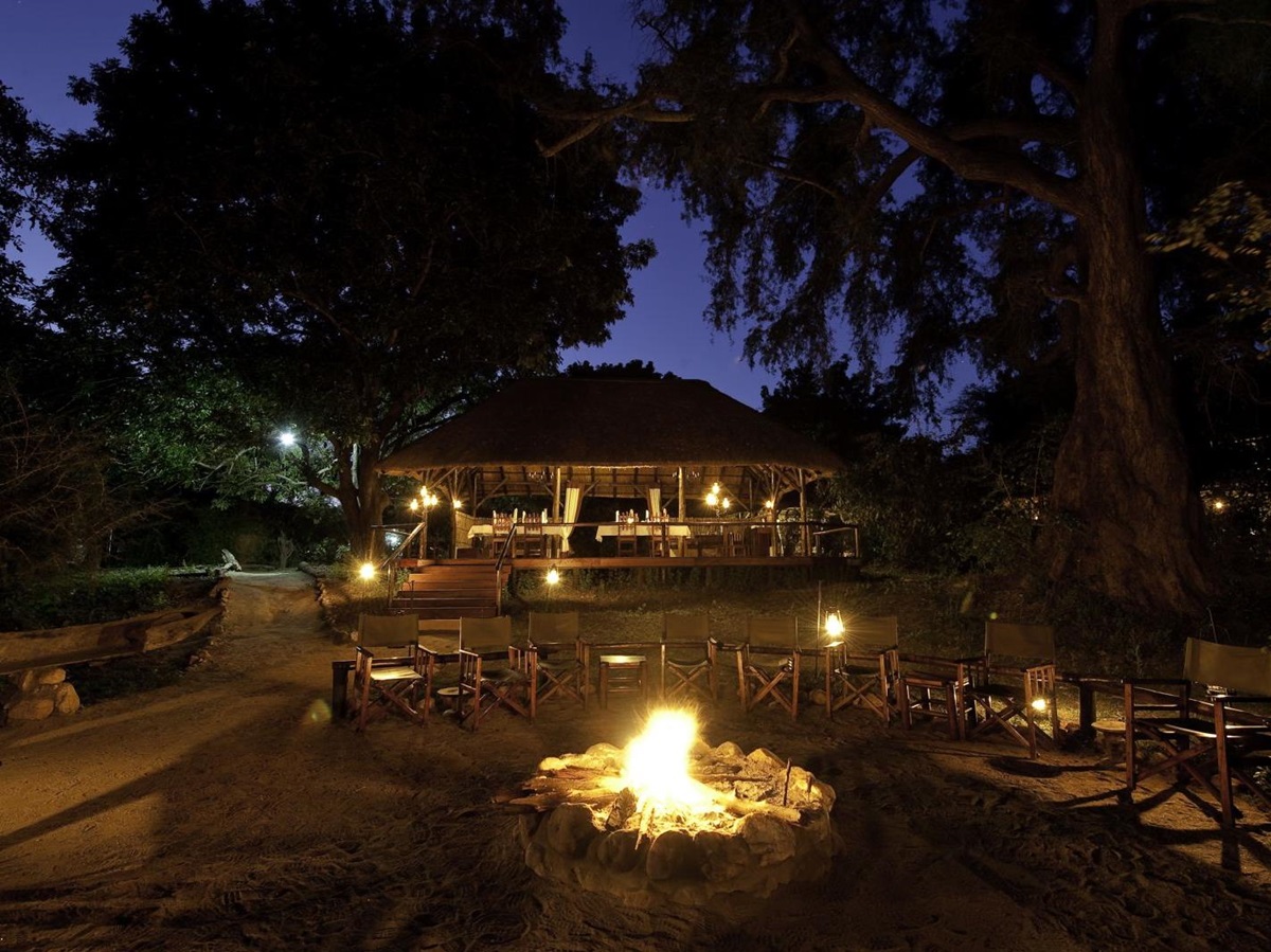 Campfire at Chiawa Camp in Zambia