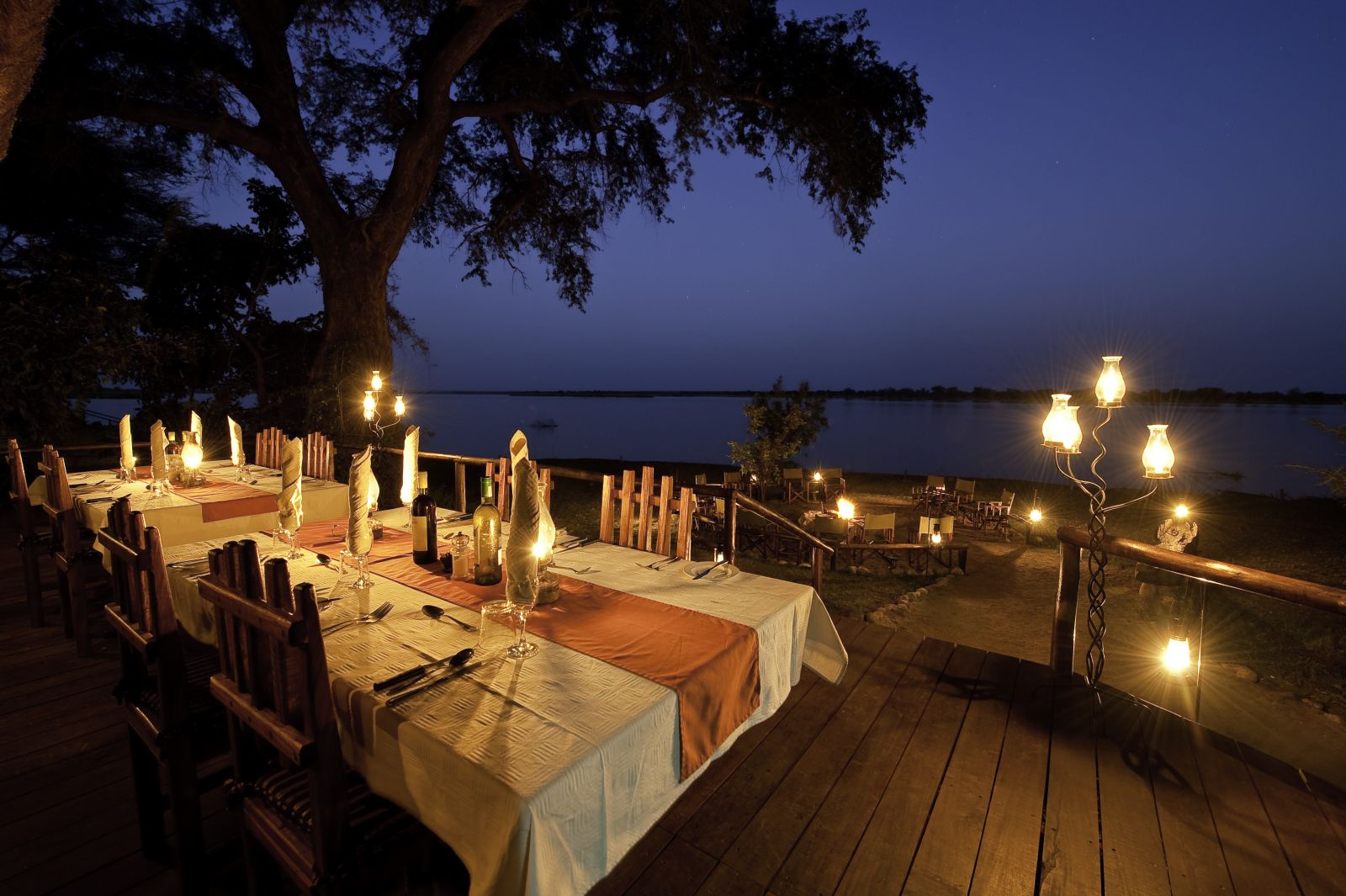 Dining at Chiawa Camp in Zambia 