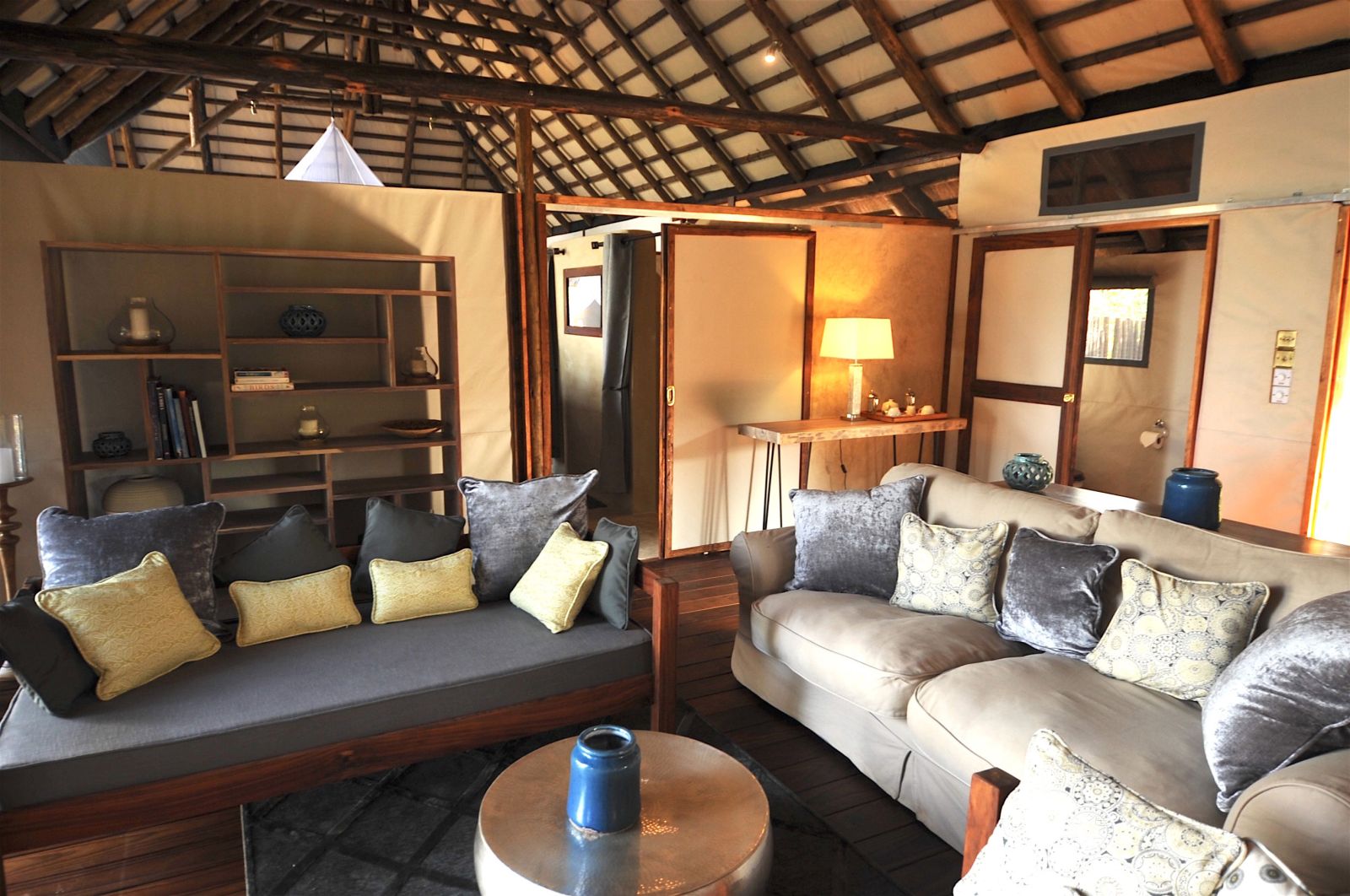 Safari suite sitting room at Chiawa Camp in Zambia 