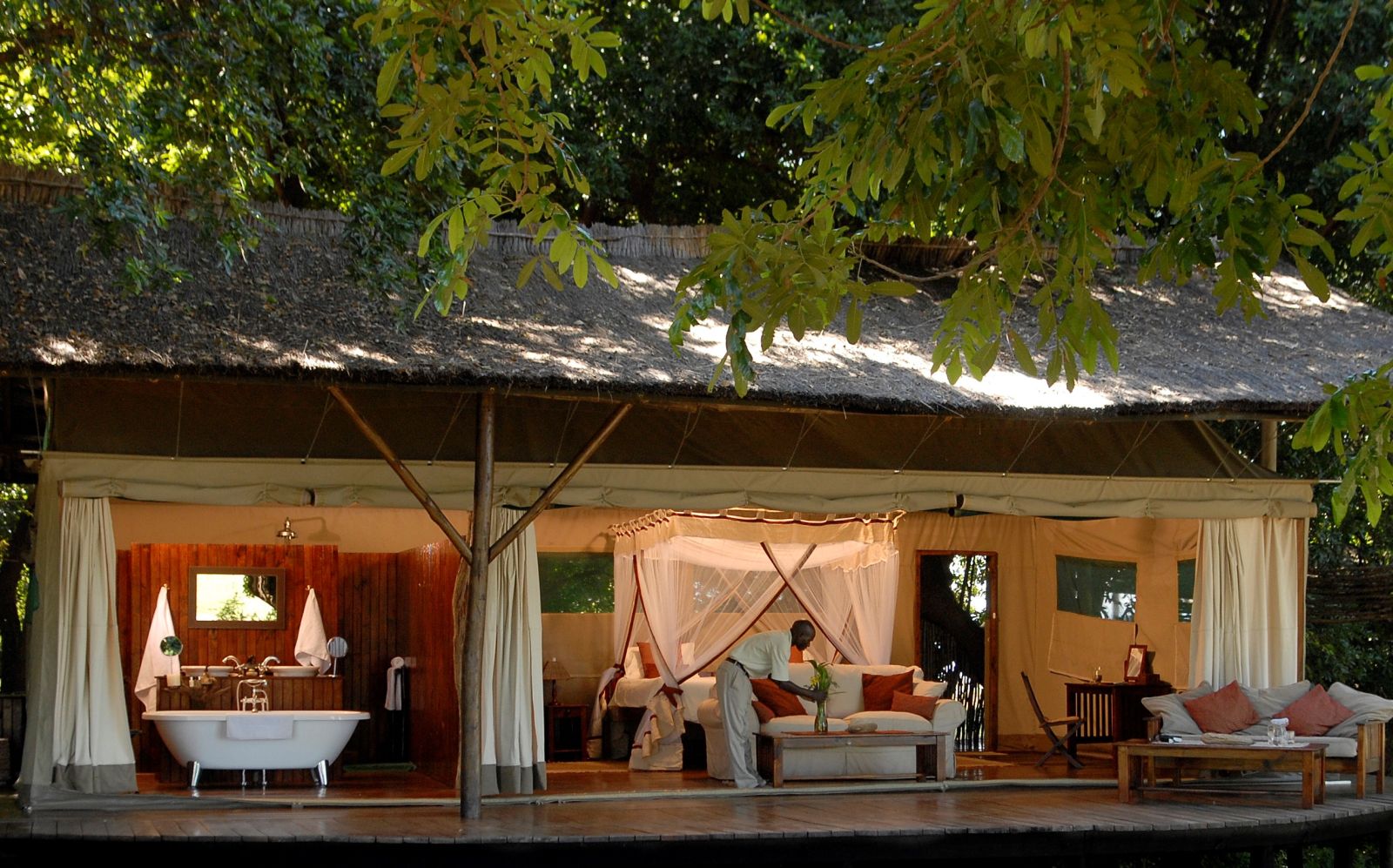 Tent exterior at Chiawa Camp in Zambia 