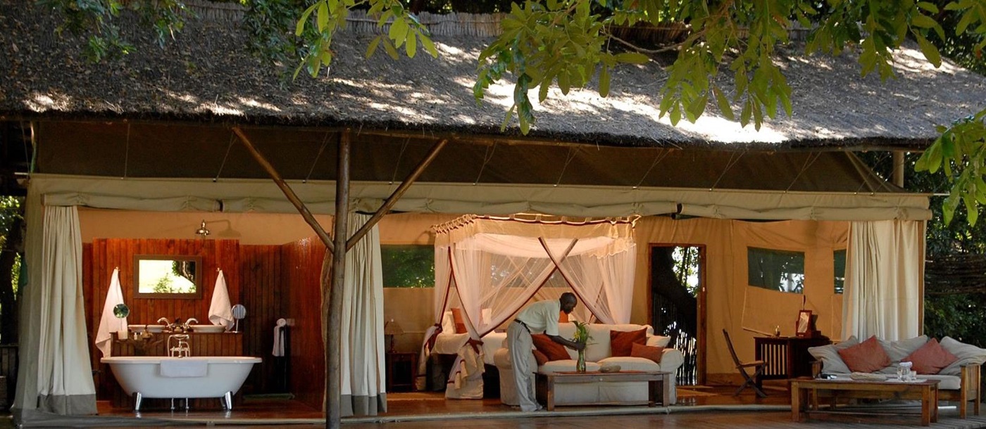 Tent exterior at Chiawa Camp in Zambia 