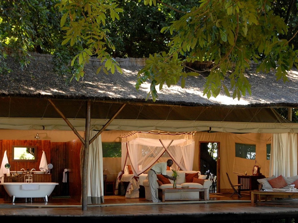 Tent exterior at Chiawa Camp in Zambia