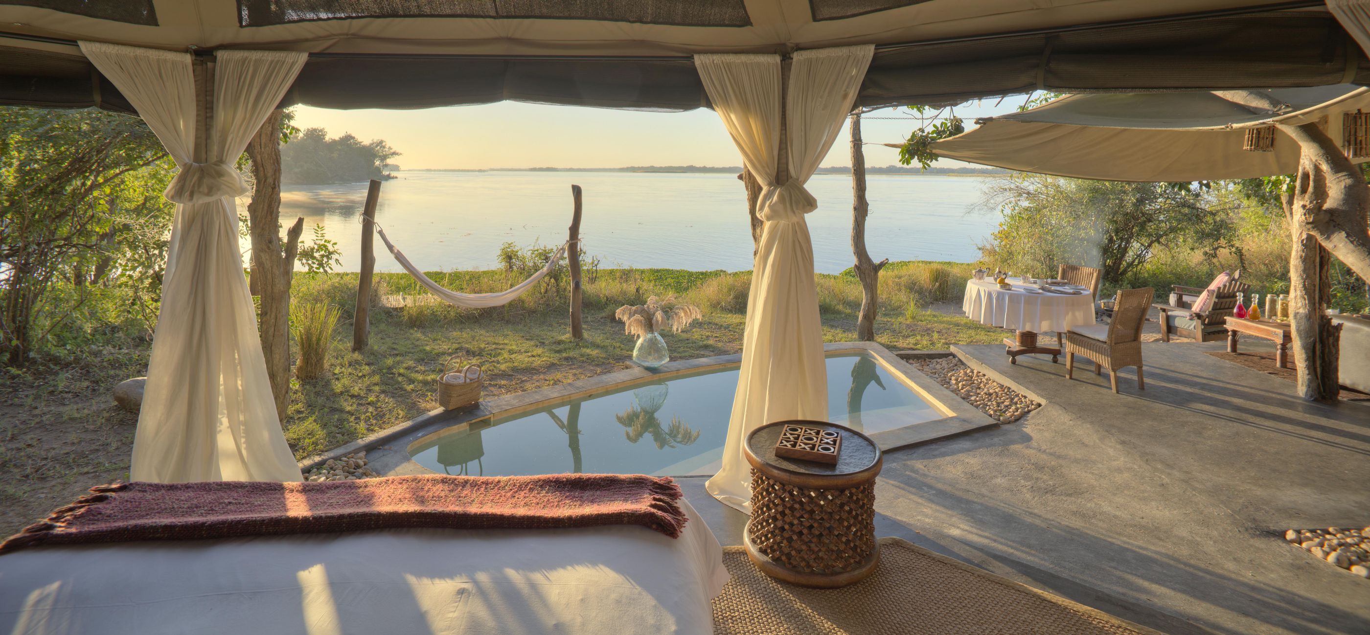 The pool at Chongwe River Camp