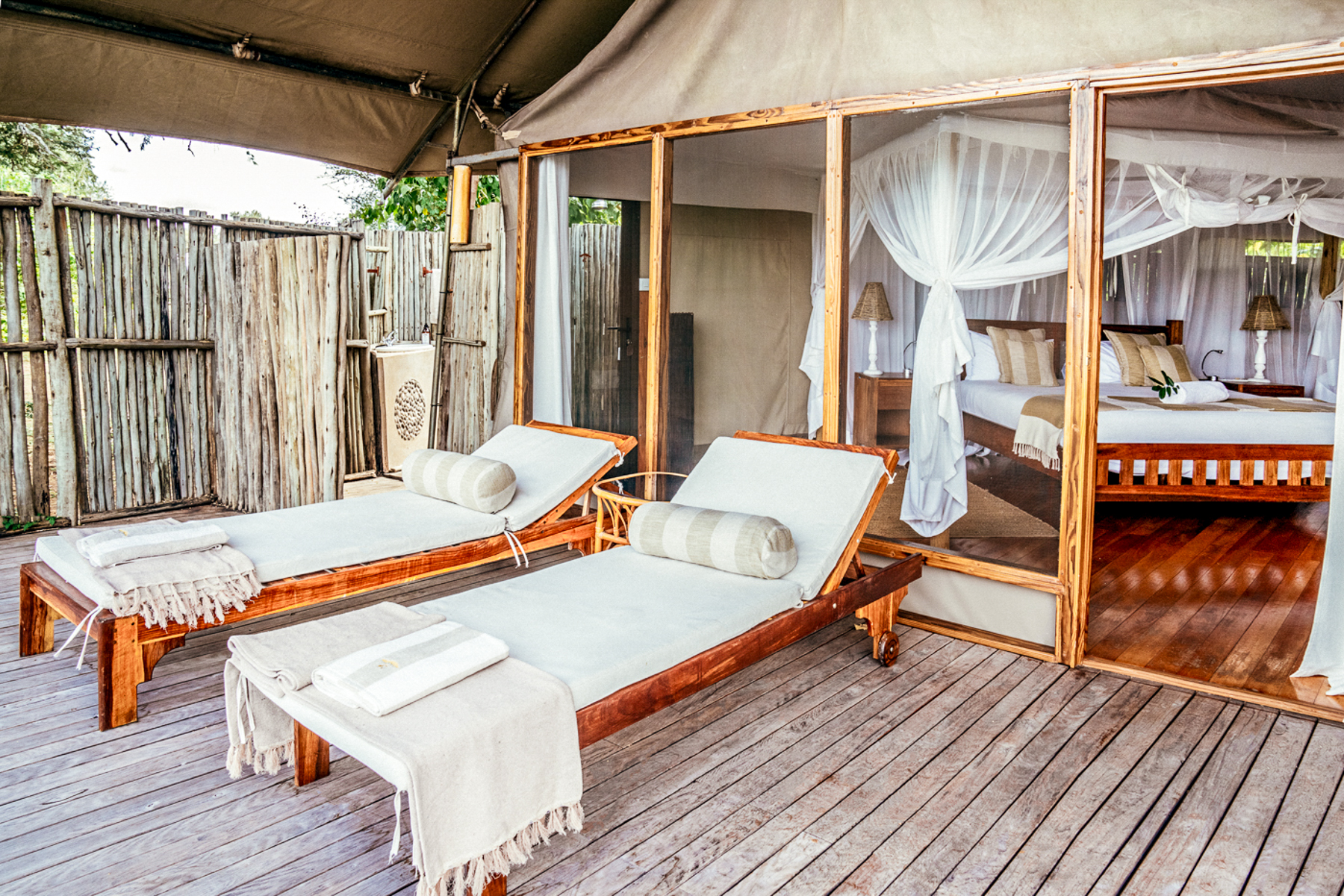 Deck loungers at Dulini Anabezi in the Lower Zambezi National Park