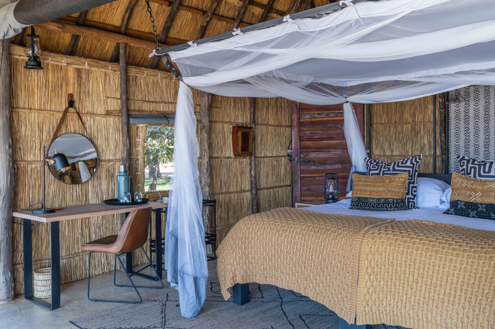 Bedroom interior at Kakuli Bush Camp in Zambia's South Luangwa National Park