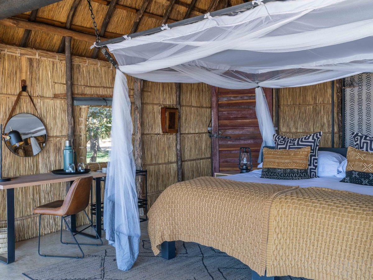 Bedroom interior at Kakuli Bush Camp in Zambia's South Luangwa National Park