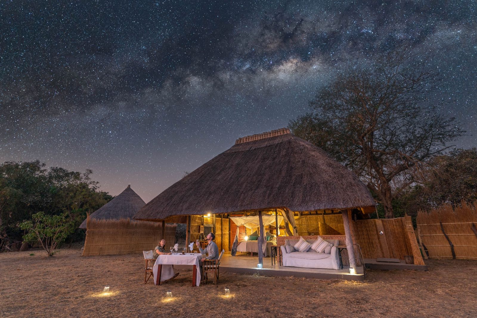 Dining under the stars at Kakuli Bush Camp in Zambia's South Luangwa National Park