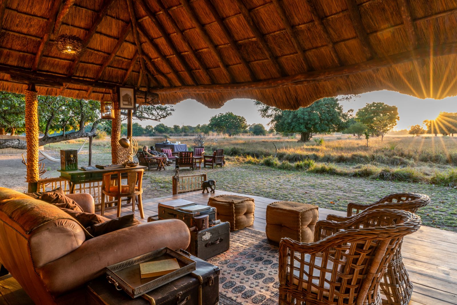 View from the lounge area at luxury safari camp Luwi Bush Camp in Zambia
