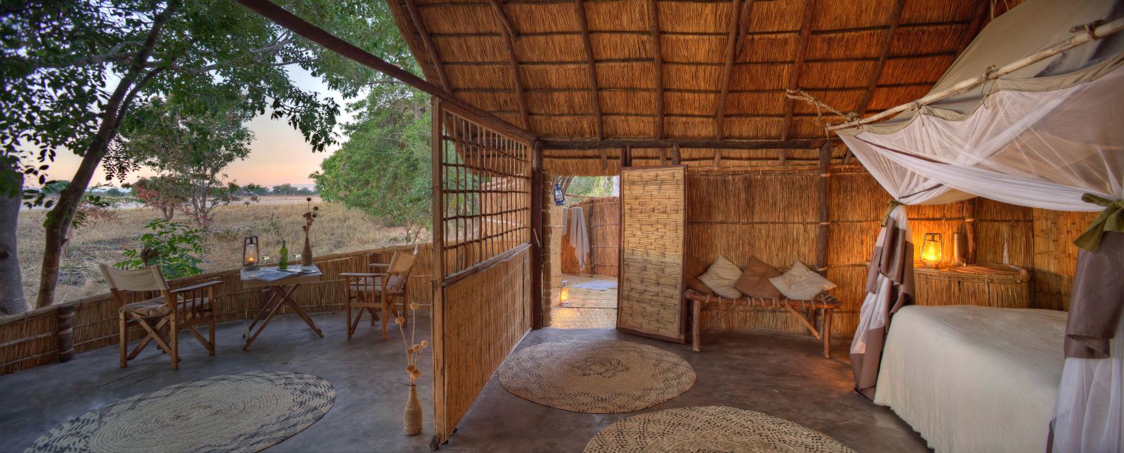 Tented room with private deck at luxury safari camp Luwi Bush Camp in Zambia