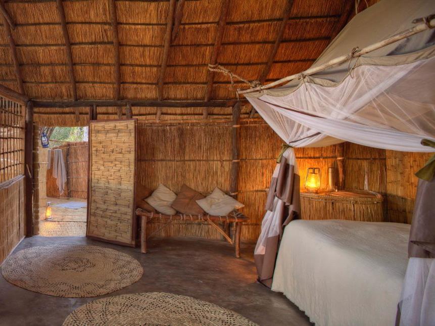 Tented room with private deck at luxury safari camp Luwi Bush Camp in Zambia