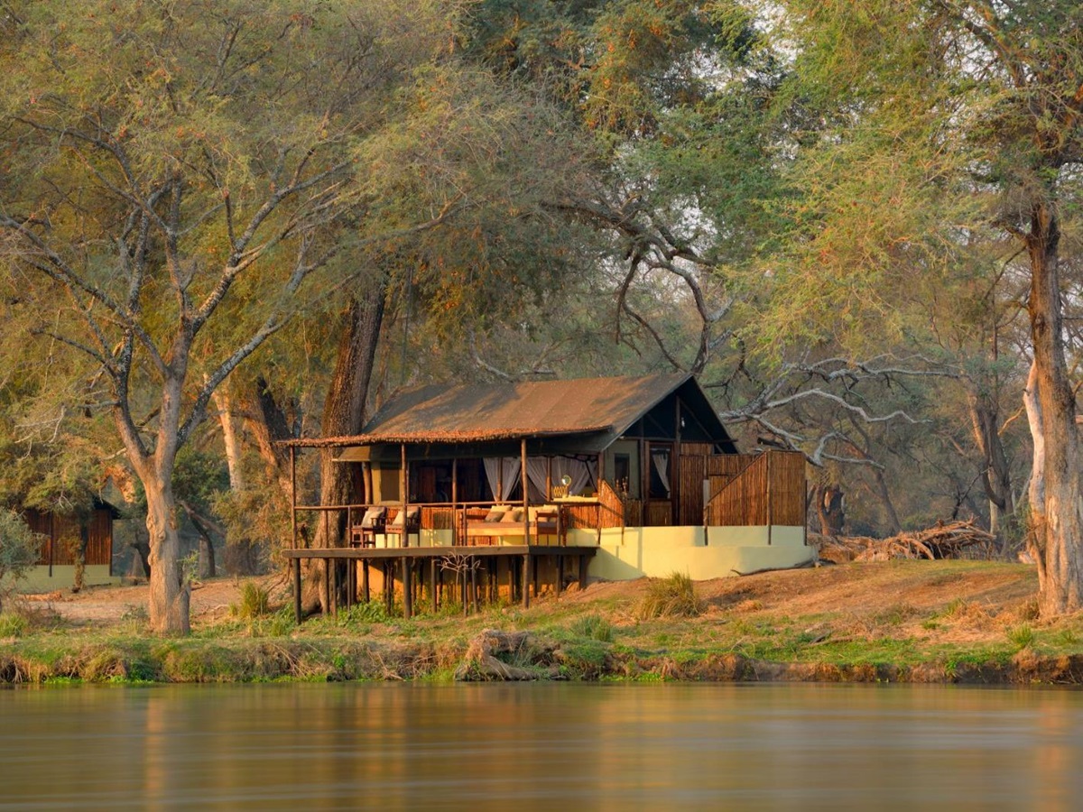 View of Old Mondoro from across the river in the Lower Zambezi National Park