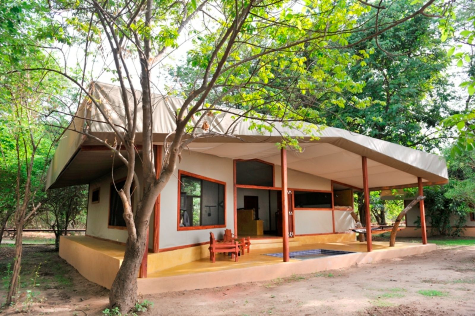 A guest tent at Potato Bush Camp on the Zambezi