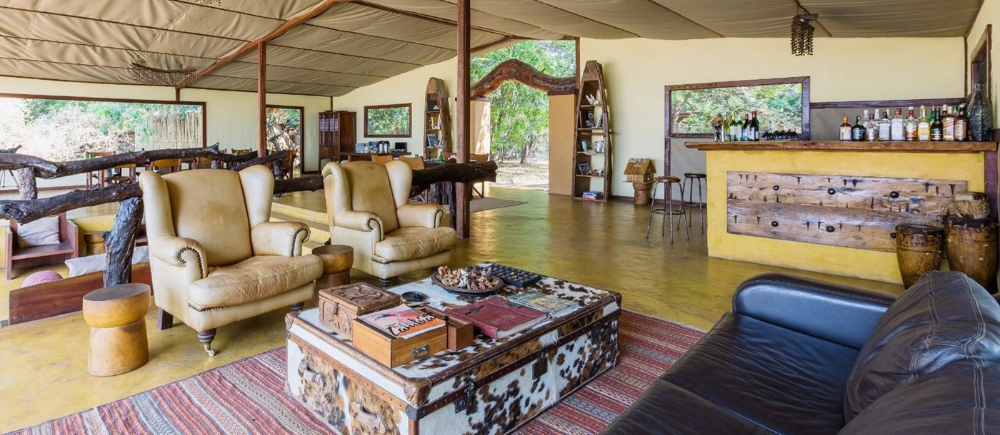 The lounge area at Potato Bush Camp on the Zambezi
