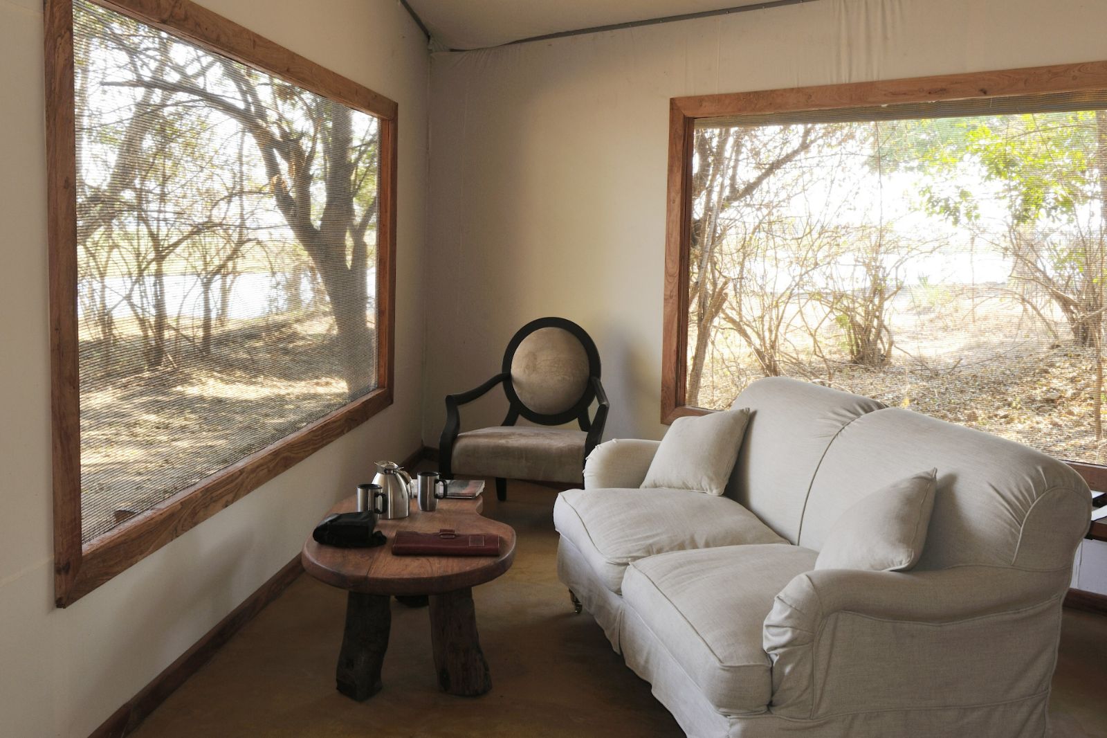 Seating area at Potato Bush Camp on the Zambezi