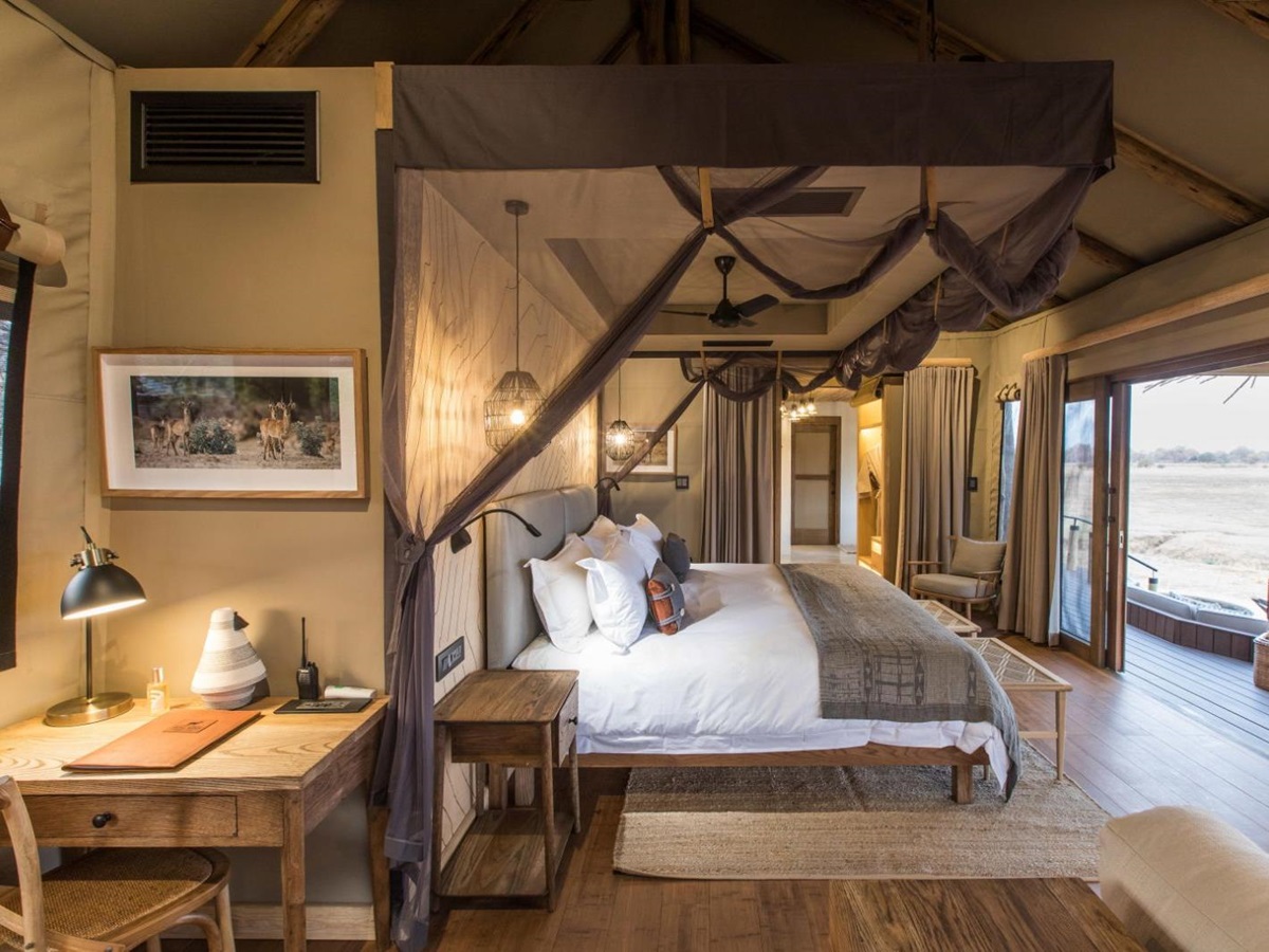 Guest tent bedroom at Puku Ridge camp in the South Luangwa National Park