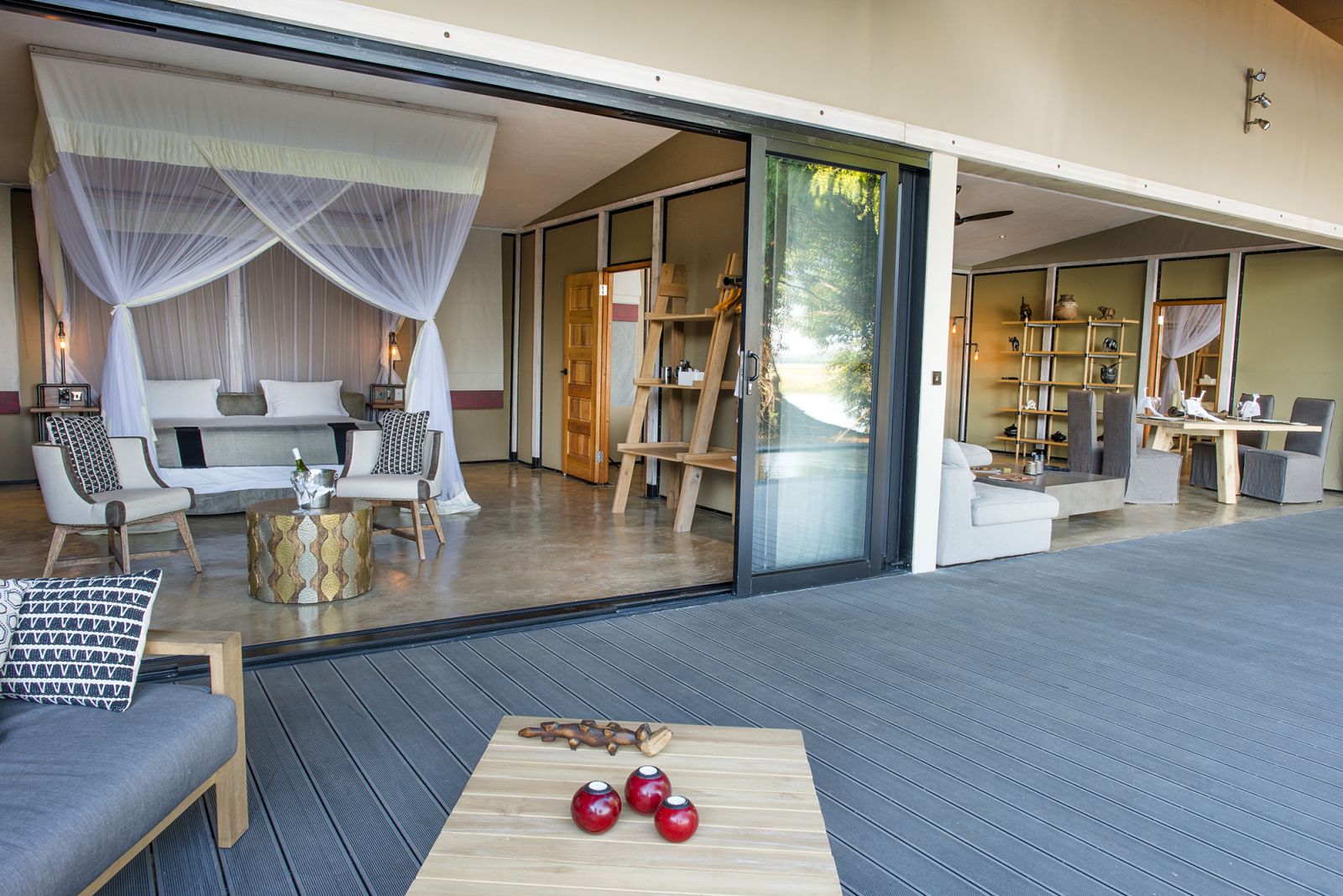 Kigelia House deck at Sausage Tree Camp in Zambia 