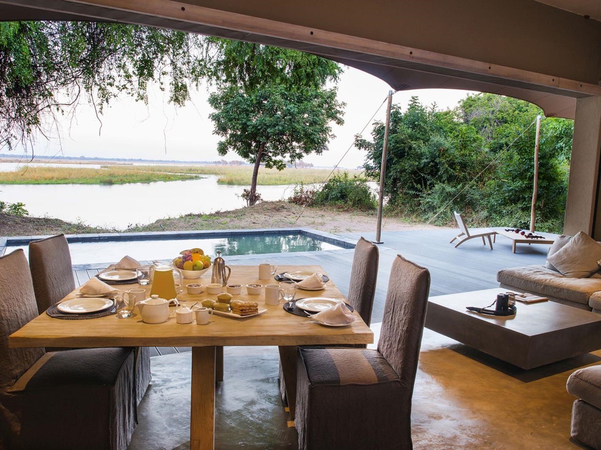 Dining in Kigelia House at Sausage Tree Camp in Zambia