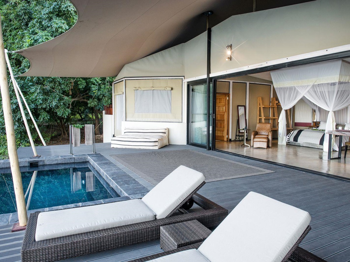Luxury suite pool at Sausage Tree Camp in Zambia