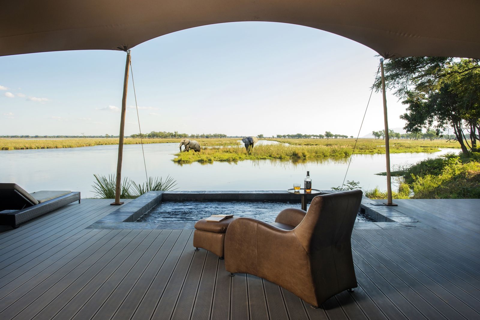 Luxury suite view at Sausage Tree Camp in Zambia 