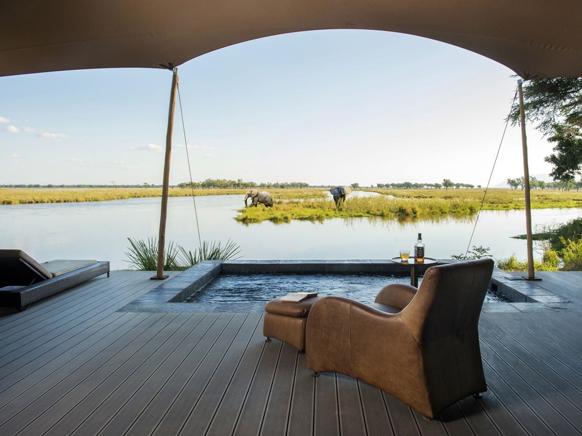 Luxury suite view at Sausage Tree Camp in Zambia