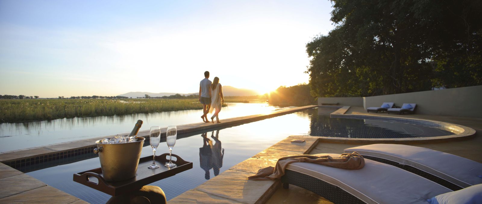 Main pool at Sausage Tree Camp in Zambia 