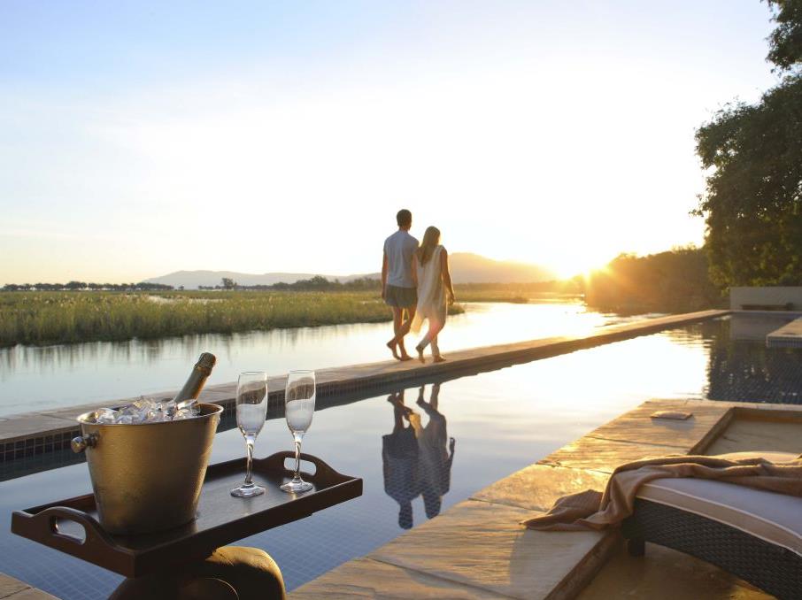Main pool at Sausage Tree Camp in Zambia