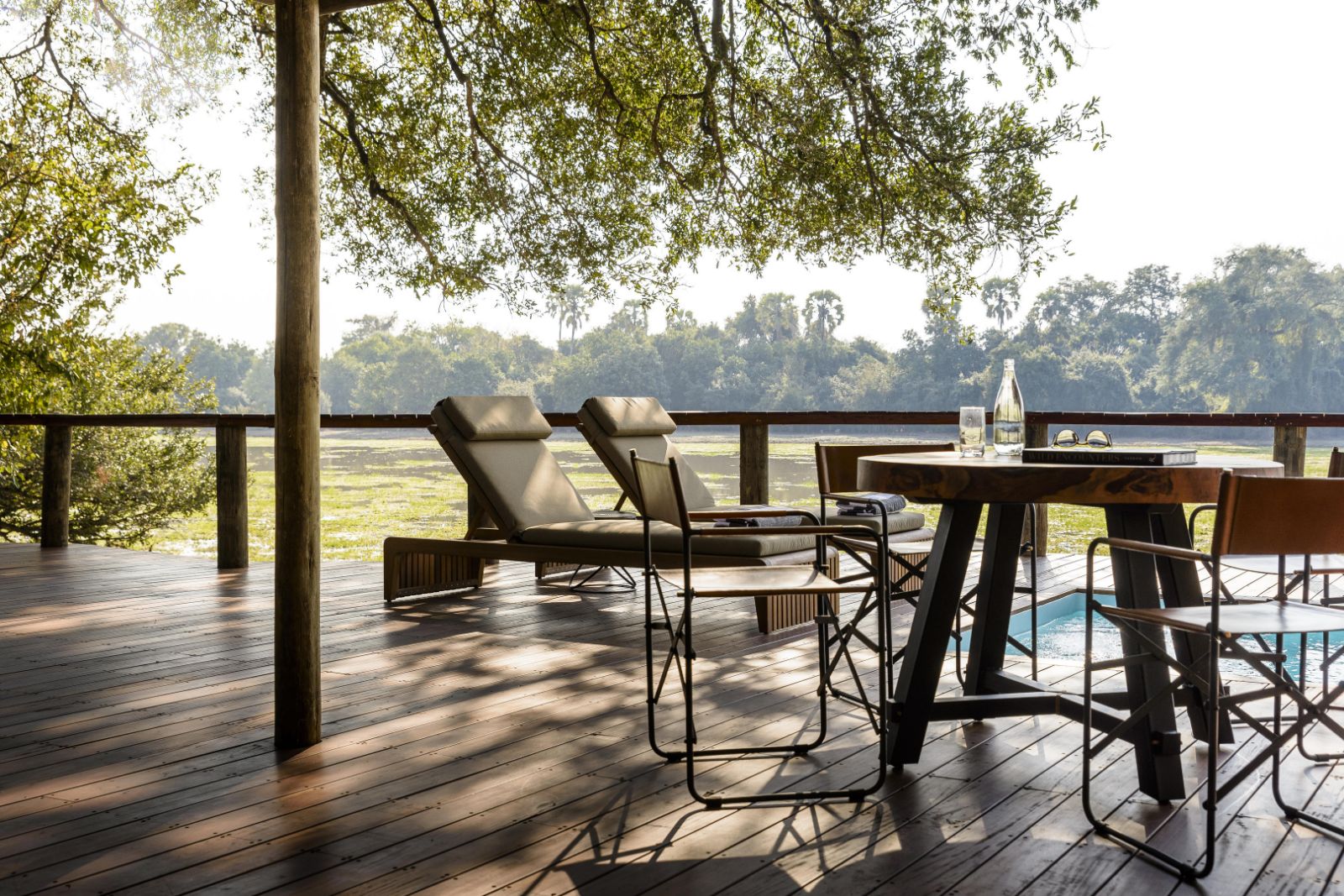 The deck of the director's tent at Sungani camp in the South Luangwa National Park