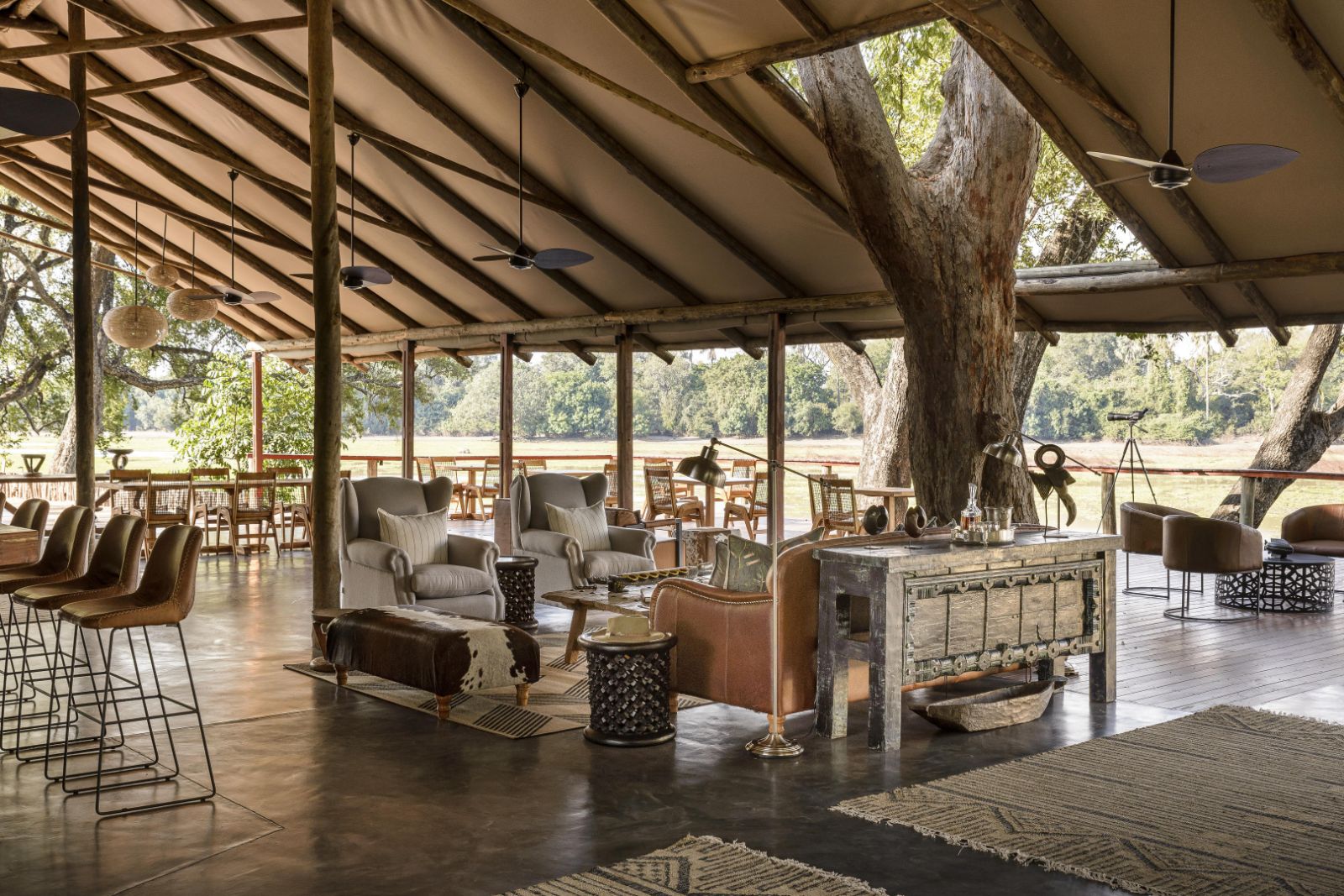 Main guest area at Sungani camp in the South Luangwa National Park
