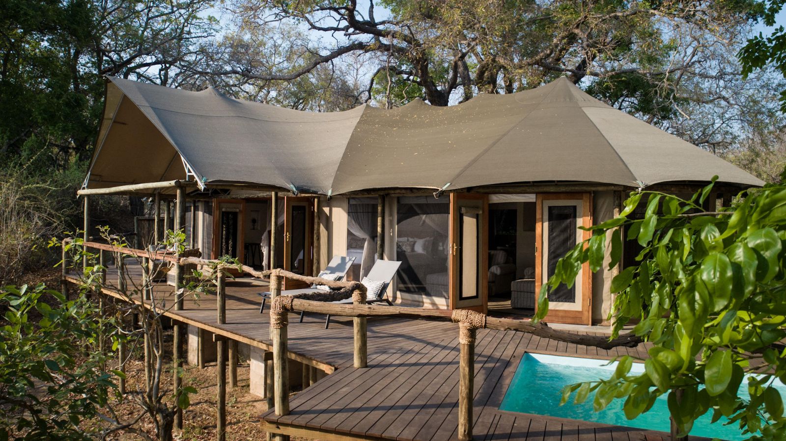 Guest pool and deck at Sungani camp in the South Luangwa National Park