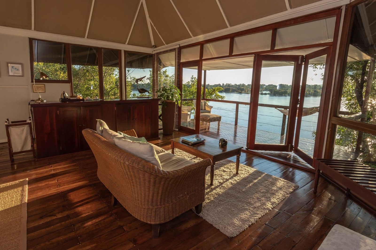 River Suite lounge area at The River Club, Livingstone