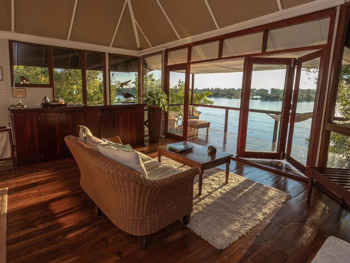 River Suite lounge area at The River Club, Livingstone